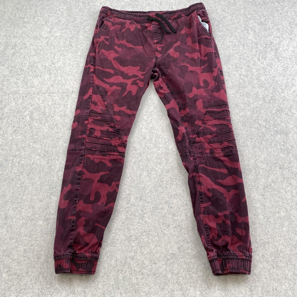 Phat Farm Pants Mens L (33x28) Red Camo Stretch Denim Jogger Streetwear Casual